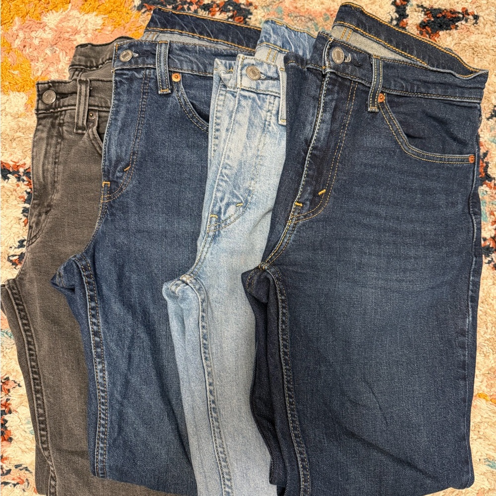 Levi's Men's 514 Straight Fit Jeans - Set of 4: Blue, Light Blue, and Gray 31 30